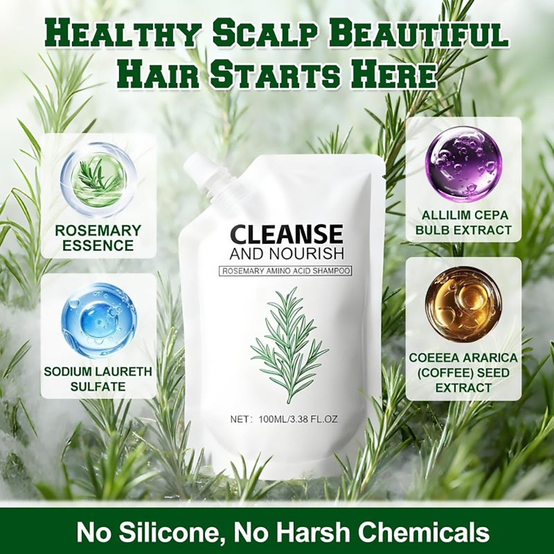 Grospe Rosemary Amino Acid Shampoo，Hair Regrowth Shampoo for Women and Men Hair Loss，Reduce Frizz, Strengthen Hair Roots, Cleanse and Nourish the Scalp，3.38 Fl OZ - Image 3